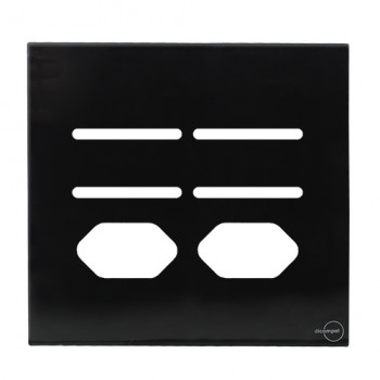 Placa p/ 4 Interruptors + Tomada dupla 4x4 - Novara glass Preto Brilhante Placa p/ 4 Interruptors + Tomada dupla 4x4 - Novara glass Preto Brilhante